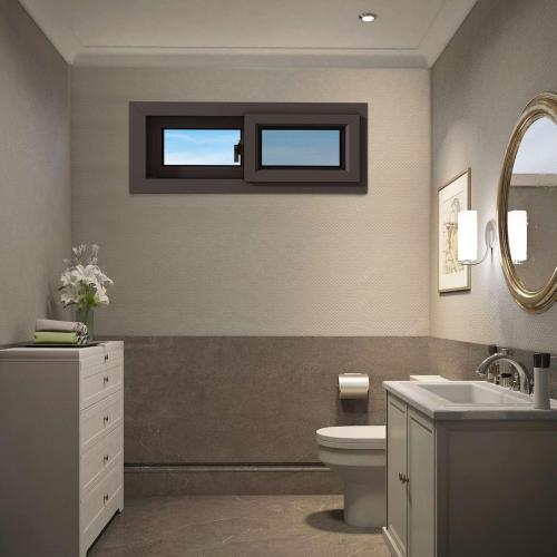 Vinyl Basement Slider Window,32 x 16 Basement Window,Removable Sliding Windows with Screen Windows，Featuring Double-Pane Insulated with Thermal Insulation Soundproof Glass（Brown）