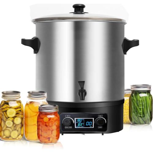 24.5QT Premium Stainless Steel Electric Water Bath Canner - Large-Capacity Digital Electric Canner with LCD Display, Adjustable Temp 86-212°F & Timer for Canning, Making Jams, Sauces, Pickles, Soups