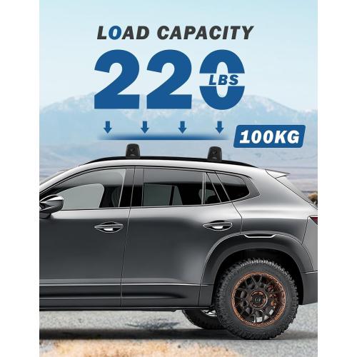 BLACK JOYTUTUS 220lbs Heavy Duty Roof Rack Cross Bars for Mazda CX-50 / CX-50 Hybrid （with Flush Rails） 2023-2025, Anti-Theft Lockable Aluminum Rooftop Luggage Rack Carrier Roof Rail Crossbars