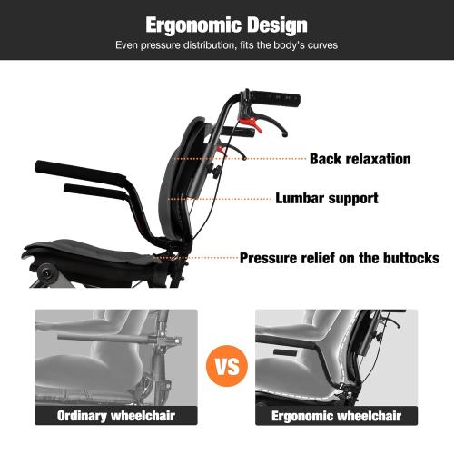 Wheelchairs for Adults,Transport Wheelchair Lightweight Foldable with Removable Cushion,Transport Chair,Ergonomic Travel Wheelchair with Telescopic Handle,Gifts for Grandpa,Black