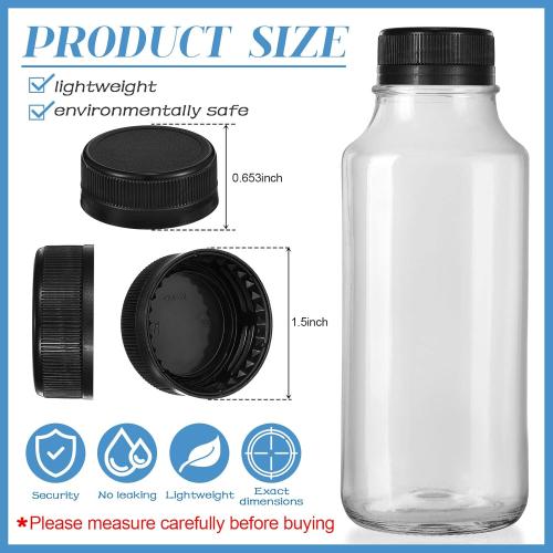 Rozer 50 Pcs Black Plastic Bottle Caps 38 mm for Empty Juice Bottles, Tamper Seal Lids Container Lids Bottle Caps for Crafts DIY, 4, 8, 12, 16, and 32 oz Container