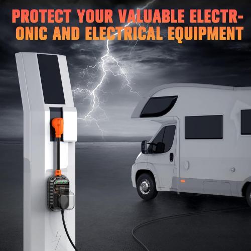 GEARGO RV Surge Protectors 30 Amp RV Circuit Analyzer, Protection, RV Adapter Plug for Camper(Orange)