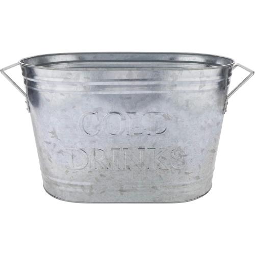 Twine Insulated Drink Galvanized Bucket, Beer and Beverage Tub, Metal Bucket, Ice Buckets for Parties, Holds 5.35 Gallons, Silver