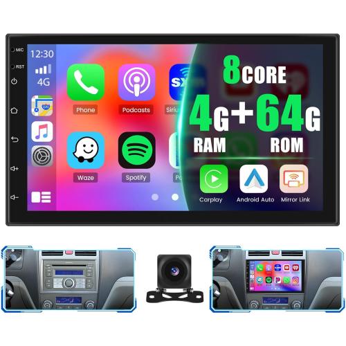 Eonon [8-Core 4 64G] Double Din 7 Inch Android 15 Car Stereo with Wireless Carplay Android Auto, HD Touch Screen Head Unit with GPS WiFi Bluetooth5.0 FM/RDS Radio 32EQ DSP 59UI SWC Backup Camera MIC