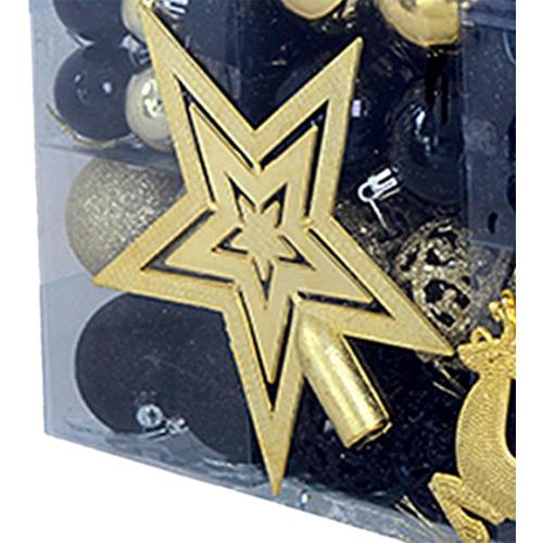 102pcs Christmas Ball Ornament Set Christmas Tree Topper Deer Ornaments Festival Decorative Baubles Xmas Tree Hanging Balls for Xmas Wedding Office Party Supplies - Gold and Black