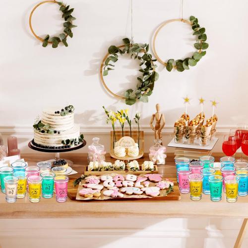 36 Pcs Gender Reveal Shot Glasses - Team Boy or Girl Baby Shower Decoration Centerpieces - Party Favors for Guests and Supplies