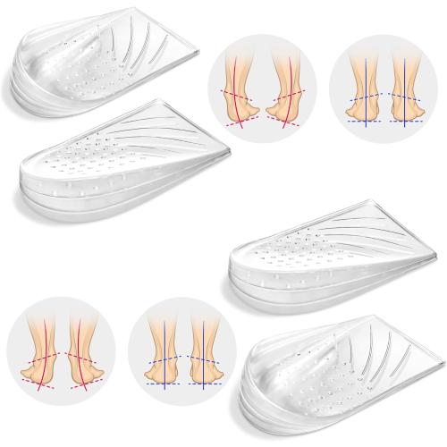 2 Pairs Wonderwin 3 Layers Adjustable Heel Wedge Inserts for Supination & Pronation Correction - Silicone Medial & Lateral Heel Insoles for Bow Legs, Knee Pain, Foot Alignment(Small)