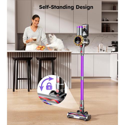 Cordless Vacuum Cleaner,Upgraded 550W 45KPA 60Mins Vacuum Cleaners for Home,Self-Standing Stick Vacuum with LED Display,8 in 1 Lightweight Anti-tangle Wireless Vacuum for Pet Hair Carpet Hard Floors