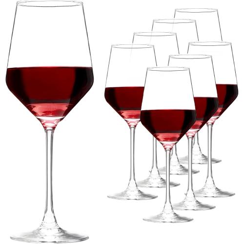 YANGNAY Wine Glasses (Set of 8, 17 Oz), Clear Wine Glasses for Red Wine, Smooth Rim, Dishwasher Safe