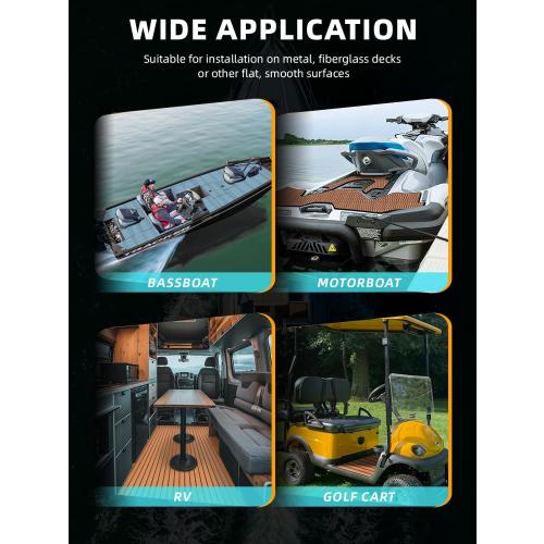 FOCEAN Boat Flooring EVA Foam Boat Decking Marine Mat Non-Slip Self-Adhesive Flooring Sheet for Motorboat Kayak Surfboard Garden Swimming Pools, 75''x 28'', Brown with Black Lines