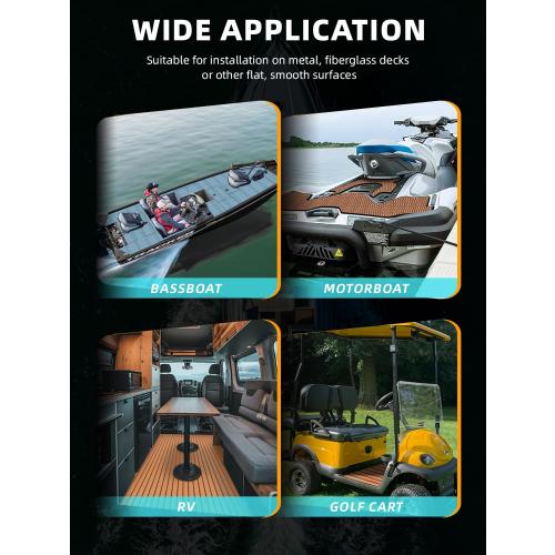 Boat Flooring EVA Foam Boat Decking Marine Mat Non-Slip Self-Adhesive Flooring Sheet for Motorboat Jon Boats Bass Boat Kayak RV Floor, 94.5''x 47.2'', Brown with Black Lines