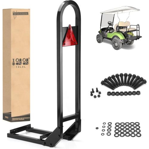 10L0L Golf Cart Rear Seat Grab Bar - Heavy Duty Safety Grab Bar w/Triangle Reflector for Rear Seat Passenger Security, Universal for Yamaha EZGO Club Car