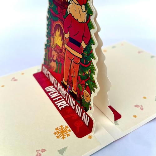 Santa Claus 3D Pop Up Christmas Card – Funny Holiday Greeting Card with Fireplace & Christmas Tree Scene – Unique Pop-Up Card for Kids, Friends, Family & Holiday Gift Exchange