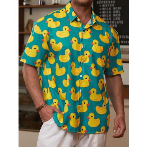 Hardaddy Men's Hawaiian Shirt Short Sleeve Funny Printed Casual Button Down Aloha Shirts size XXL