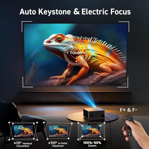 [Electric Focus/Auto Keystone] Projector with WiFi and Bluetooth, Native 1080P 4K Support Outdoor Movie Projectors Max 450 Display, SOPYOU Home Theater Projector for iOS/Android/TV Stick