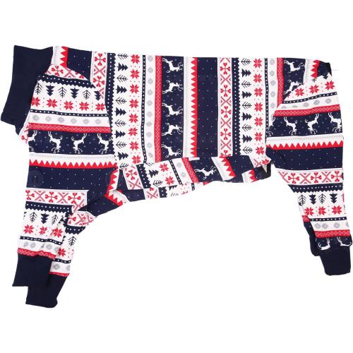 Dog Recovery Suit After Surgery Female Male, Medium Large Dog Neuter Shirt Cone Alternatives Prevent Licking Surgical Onesies (Christmas Blue, XL)