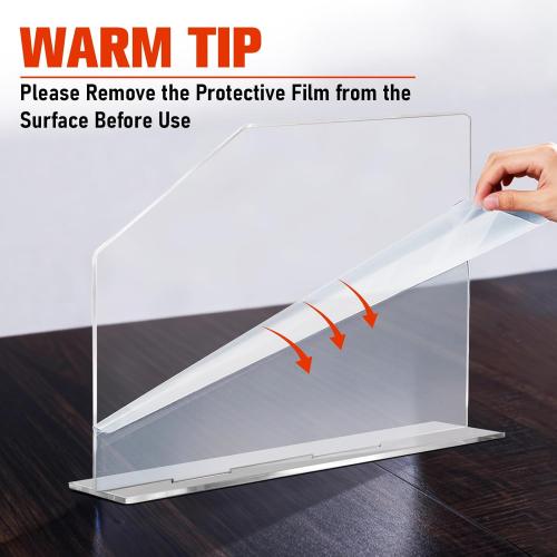 LILXIU 2 PCS Acrylic Sink Splash Guard 16.14 * 13.38 Inch Clear Freestanding Panel Barrier with Base Plate Countertop Partition for Kitchen Bathroom Home Hospitals Labs