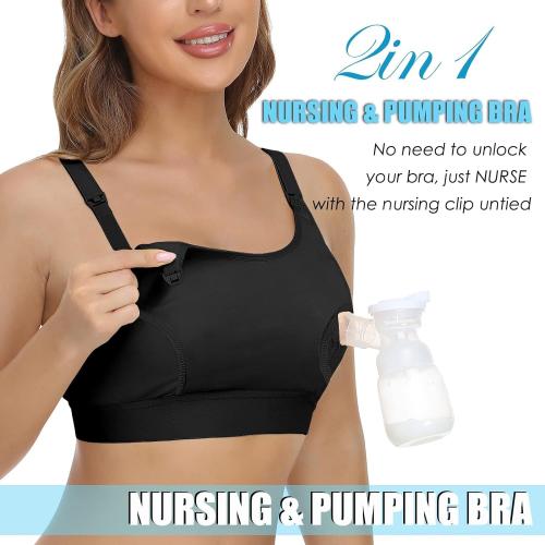 Hands Free Pumping Bra Hands-Free Breast Pump Bra Nursing Bras for Pumping Adjustable Breast-Pumps Holding and Nursing Bra (Black, Small)