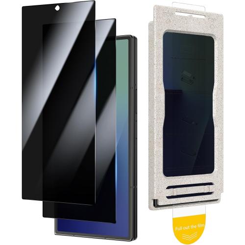 Ruky for 2 Pack Samsung Galaxy Z Fold 7 Privacy Screen Protector, Easy Installation with Pull Strip Alignment Frame, Bubble-Free 9H  Front Tempered Glass Film for Galaxy Z Fold 7