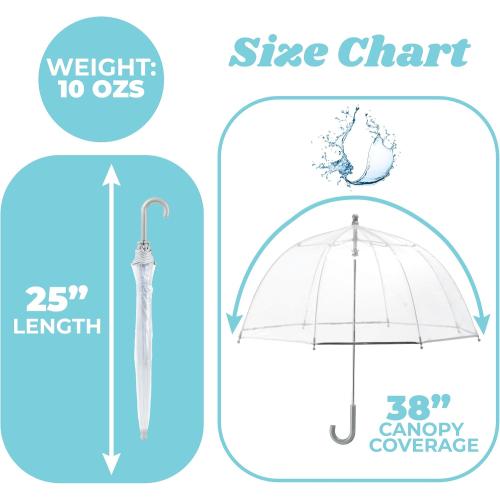 totes Kids Clear Bubble Umbrella with Dome Canopy, Lightweight Design, Wind and Rain Protection Umbrella, Dots, Kids - 38 Canopy