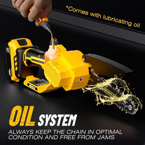Size 14.2Ft Color yellow 2-in-1 Cordless 6 Inch Pole Saw & Mini Chainsaw, 20V MAX* 3.0 Ah Battery Powered Chain Saw, Brushless Motor, Lightweight (7.1 lbs), 14.2 FT Max Reach Pole Saw for Tree Trimming, Wood Cutting