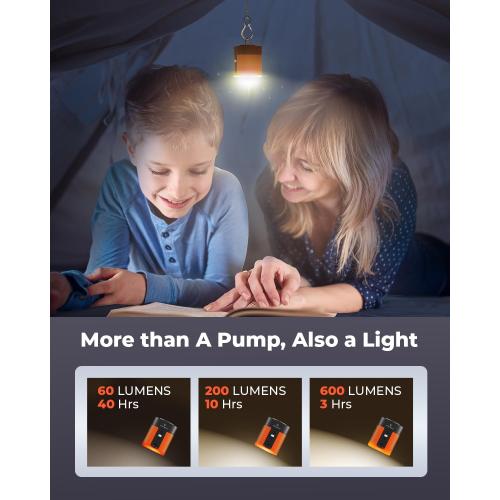 ETENWOLF AIR 3 Air Pump for Inflatables with 2600mAh Battery& Camping Light