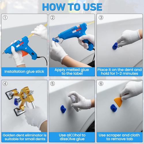 55Pcs Car Dent Puller Kit, Paintless Dent Remover Tool with Adjustable Dent Lifter & Bridge Puller, Dent Repair Kit for Auto Body Large & Small Dents, Hail Damage Dent Removal 98% of Car Dents