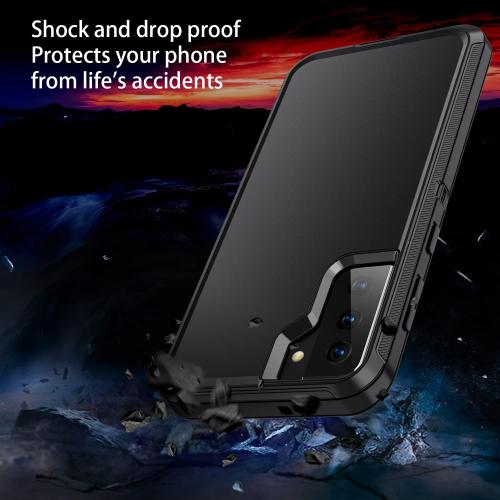 for Galaxy S21 Plus Case,Shockproof 3-Layer Full Body Protection [Without Screen Protector] Rugged Heavy Duty High Impact Hard Cover Case for Samsung Galaxy S21 Plus,All Black