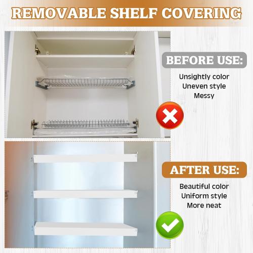 Hoolerry 5 Pcs Wire Shelf Covers Foamed PVC Wire Rack Covers for Removable Closet (Not Wood) Pantry Shelves for Cabinet Bathroom Kitchen Shelving Decoration(White,36x16inch)