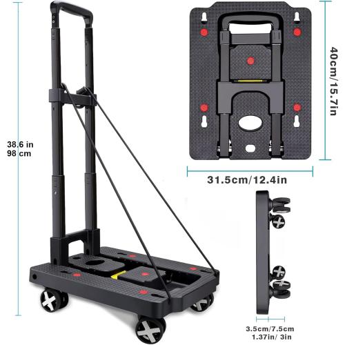 Car Seat Dolly for Airport - CarSeat Roller Cart Wheels for Airplane - Car Seat Travel Cart Carrier with Straps Foldable Luggage Trolley Folding Hand Truck (Black)