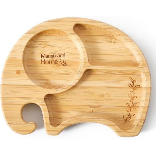Baby Bamboo Suction Plates, Food Dishes Feeding for Led Weaning Plate, Baby Utensils, BPA Free