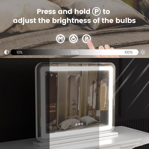 Vanity Mirror with Lights, 23x 18 Large LED Lighted Mirror with Detachable 10X Magnification & 3 Colors Modes, and USB Charging Port for Vanity Desk Tabletop (White, 23 * 18)