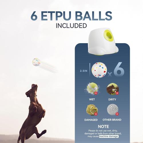 ALL FOR PAWS Automatic Ball Launcher for Dogs, Interactive Puppy Pet Balls Outdoor Thrower for Medium to Large Dogs, Ball Throwing Machine for Dogs, 6 ETPU Balls Included(2.5), Rechargeable Battery
