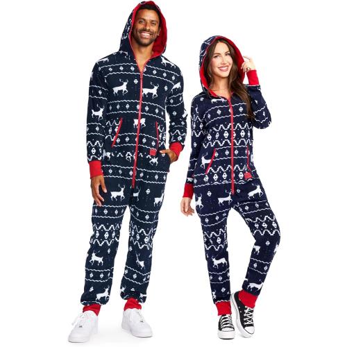 Size Large Blue Tipsy Elves Christmas Onesies for Adults - Comfy Unisex Matching Holiday Jumpsuits with Convenient Pockets