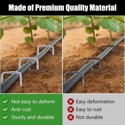 FEED GARDEN 6 Inch 25 Pack Galvanized Landscape Staples 11 Gauge Anti-Rust Garden Stakes SOD Pins Yard Stakes
