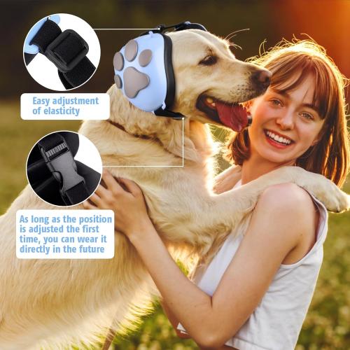 Dog Ear Muffs Noise Protection - 32dB NRR Noise Cancelling Headphones | Upgraded Calming Earmuffs for Hearing Protection, Thunder, Fireworks & Hunting with Dog Paw Design (XXXXL, Light Blue-Gray)