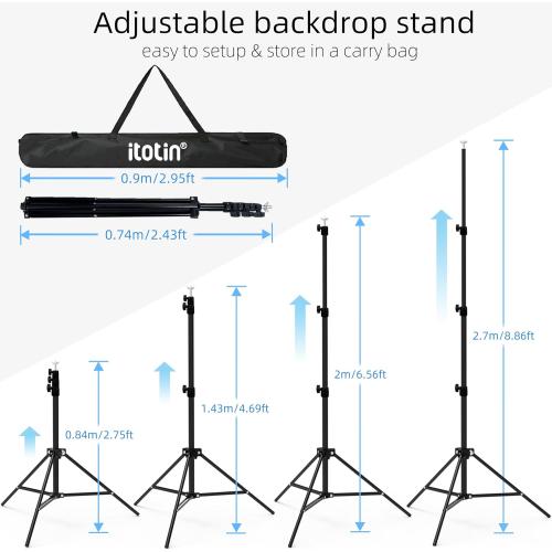 Photo Backdrop Stand, 10x9ft(WxH) Adjustable Photography Backdrop Stand, Aluminum Alloy Studio Photo Background Stand Support System for Party, Wedding, Photography, Advertising Display
