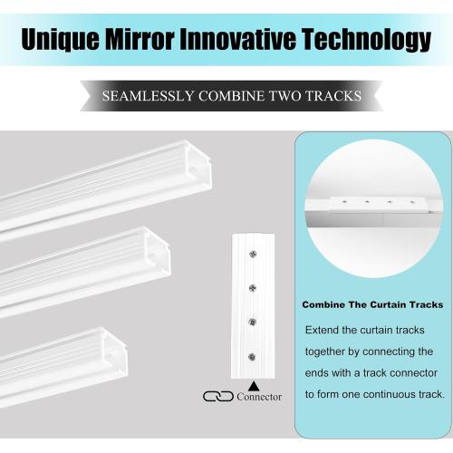 Ceiling Curtain Track, Ceiling Wall Mount Room Divider Curtains Track Rods Heavy Duty Ceiling Track Curtain Rail, RV Ceiling Track for Curtains with Rollers Hooks Clips for 6-9ft, White
