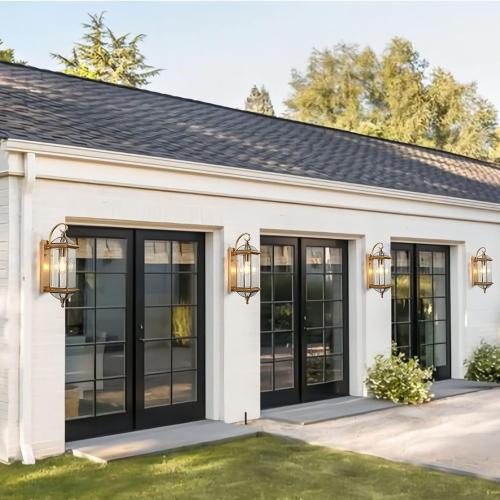 Milaii Copper Exterior Wall Light 20 H Outdoor Light Fixture Waterproof Wall Sconce Oil Rubbed Brass Porch Light with Clear Glass Lantern Wall Mount Lights for House Garage Patio Aisle