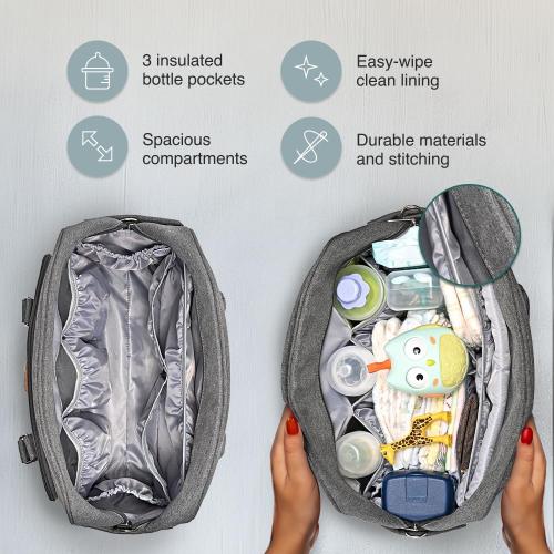 WELAVILA Diaper Bag Tote - Large Convertible Baby Bags With Changing Pad & Insulated Pockets For Mom & Dad - Unisex Multifunction Travel Diaper Tote Dark Grey - Travel Diaper Bag With Changing Pad (see the picture for the color)