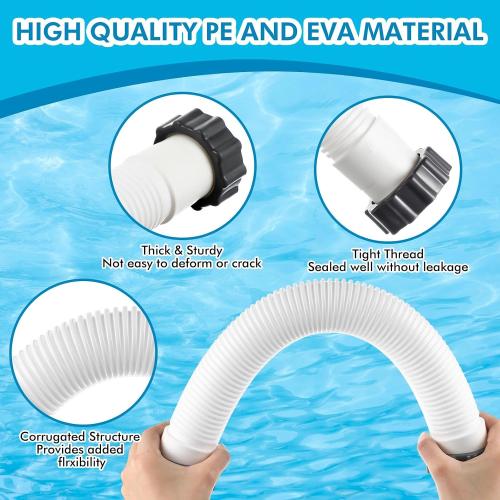 4 Pack 1.5'' Diameter Flexible Pool Sand Filter Pump Hose Set 2 Way Connector 1.5'' to 1.5'' and 2 Type B Hose Adapters for Above Ground Pools Filter Pump and Saltwater Systems (40 Inches)
