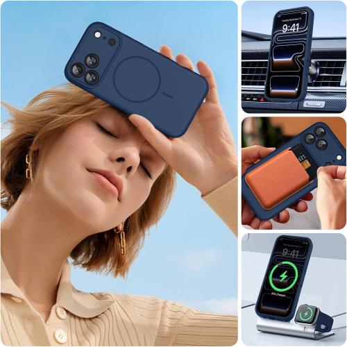Miracase Silicone & Magnetic for iPhone 17 Pro Max Case, Dark Blue