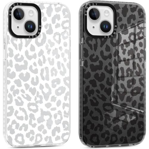 2 Pack Cheetah Print Cases for Apple iPhone 13 / iPhone 14 Case 6.1 inch, Clear Cute Coquette Fashion Leopard Patterns for Girls Women Funda with Shockproof Protection Silicone Soft TPU Cover