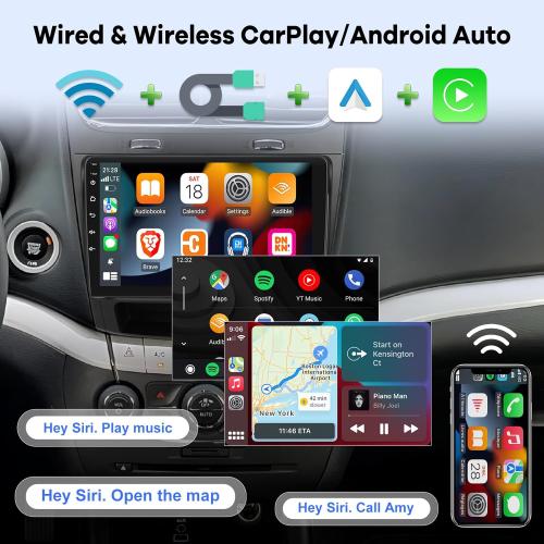 [2G 64G] Car Radio for Dodge Journey 2011-2019 and for Fiat Freemont 2012-2014, 9 inch Touch Screen Android Stereo, HiFi Audio/Carplay/Android Auto/SWC/Bluetooth/WiFi