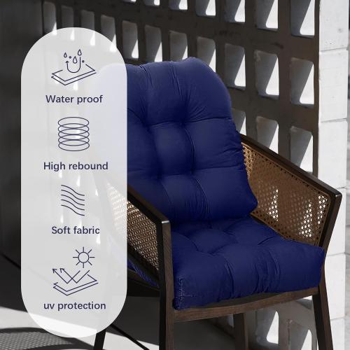 2 pieces Size Small Color Blue Indoor Outdoor Chair Cushions for Rocking Chair Proch Rocker Wicker Patio Seat Pads Reversible,Waterproof Patio Cushion 2 Piece Navy Blue,