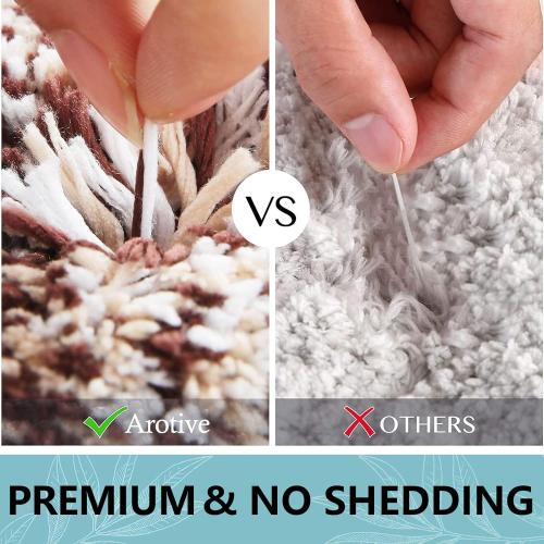 Brown Arotive Microfiber Bathroom Rugs, Shaggy Soft and Absorbent Bath Rug, Non-Slip, Thick Plush Machine Washable Dry Bath Mats for Bathroom, Tub and Shower, Brown