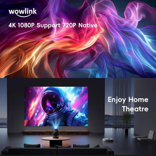 [Built-in Apps & 2026 Upgraded] Mini Projector with WiFi 6 and Bluetooth 5.4 Support 4K 1080P Auto Keystone 180° Rotatable Projector Portable Compatibile with HDMI/TV Stick/Memory Stick/Laptop