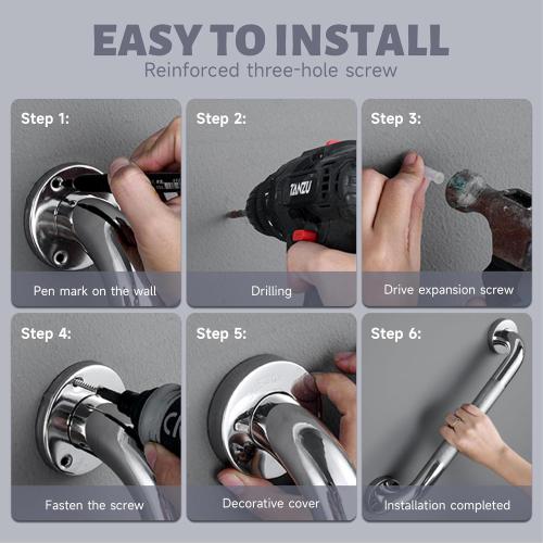 36 Inch Shower Grab Bar 1.25 Dia, Chrome Anti Slip Bathroom Grab Bar, 304 Stainless Steel Knurled Handicap Grab Bars, Safety Support Handrail, Assist Bath Shower Handle for Elderly Injury Senior