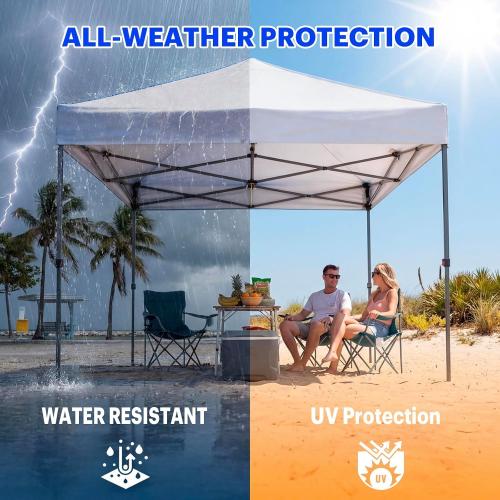 10x10ft Replacement Canopy Top with Air Vent— Instant Canopy Top Cover ONLY,Canopy Tent Top Cover for Straight Leg Canopy Frame - for Outdoor Garden Patio Sun Shade (White)