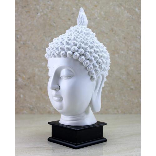 eSplanade Buddha Head Statue for Home Decor | Resin Buddha Face Showpiece for Living Room, Meditation, Office Table Desk, Shelf | Tibetan Buddhist Idol | Zen or Yoga Figurine Gifts | White, 10.5 Inch